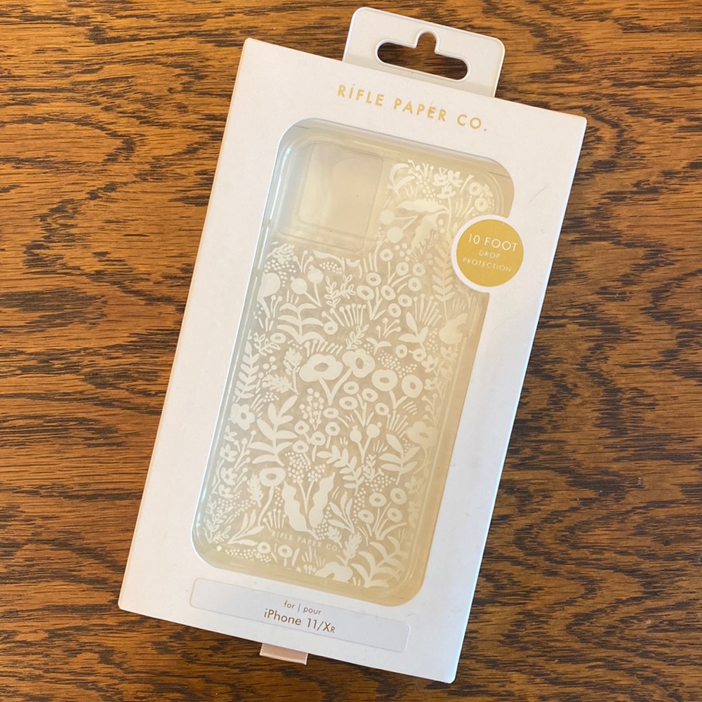 Rifle Paper Co. clear and white floral phone case for Apple iPhone 11/X.